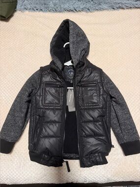 NWT Nordstrom Urban Republic Black & Dark Gray Puffer Hoodie Jacket